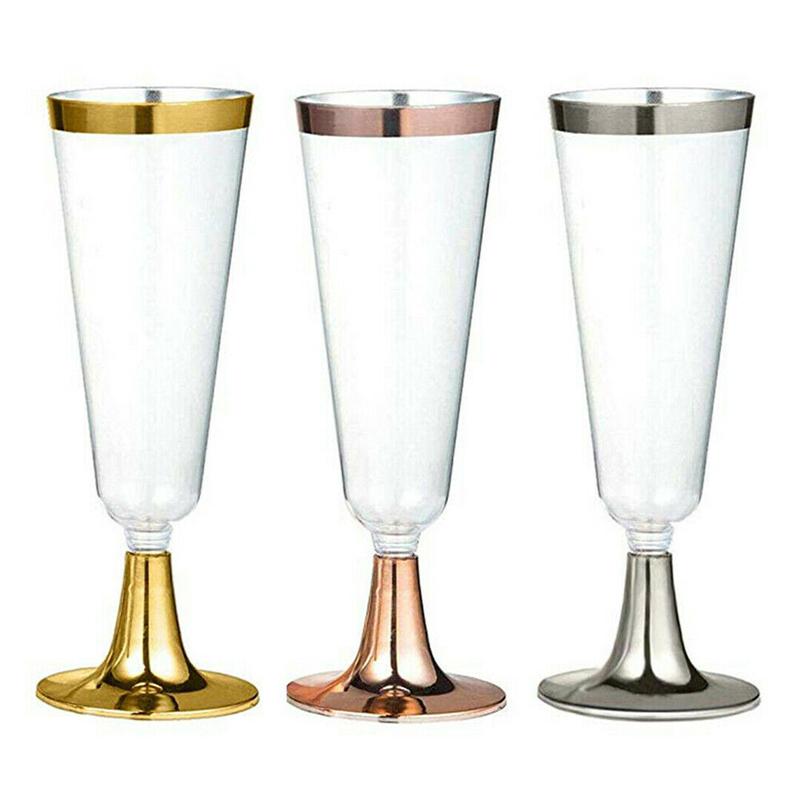 6Pcs/Set 150ml Disposable Red Wine Glass Plastic Champagne Flutes Glasses Cocktail Goblet Wedding Party Supplies Bar Drink Cup