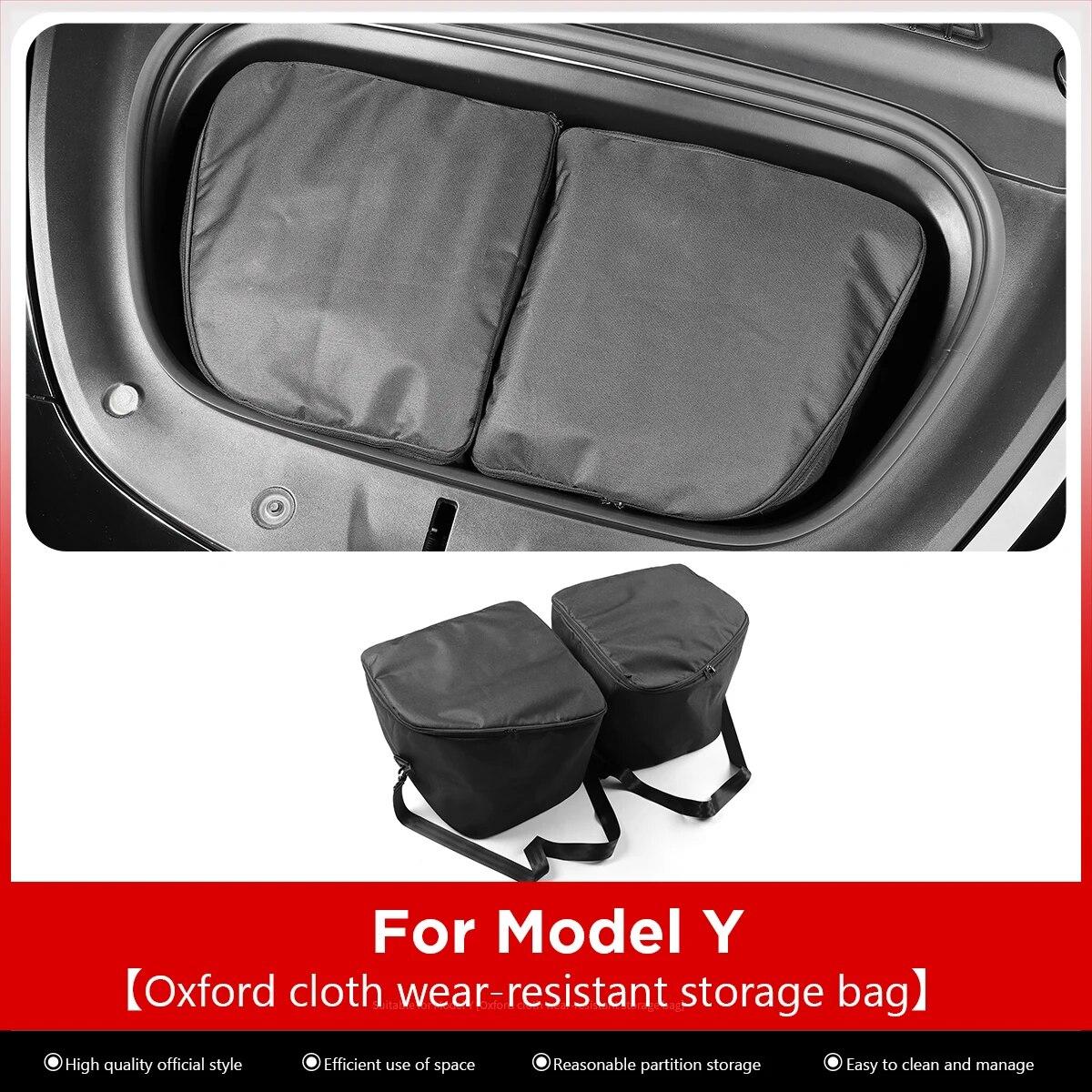 

LUCKEASY для Tesla Model Y 2017-2023, автомобильные аксессуары, ткань Оксфорд, износостойкая портативная сумка для хранения багажа на переднем багажнике MY-GA149BLACK