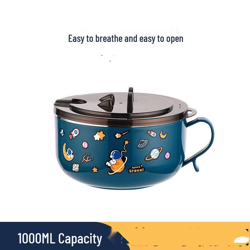 ZISIZ Portable 304 Stainless Steel Instant Noodle Bowl with Lid and Drainer