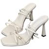 Ken bean feeling! 2025 new summer white square head thin strap one-word high-heeled sandals