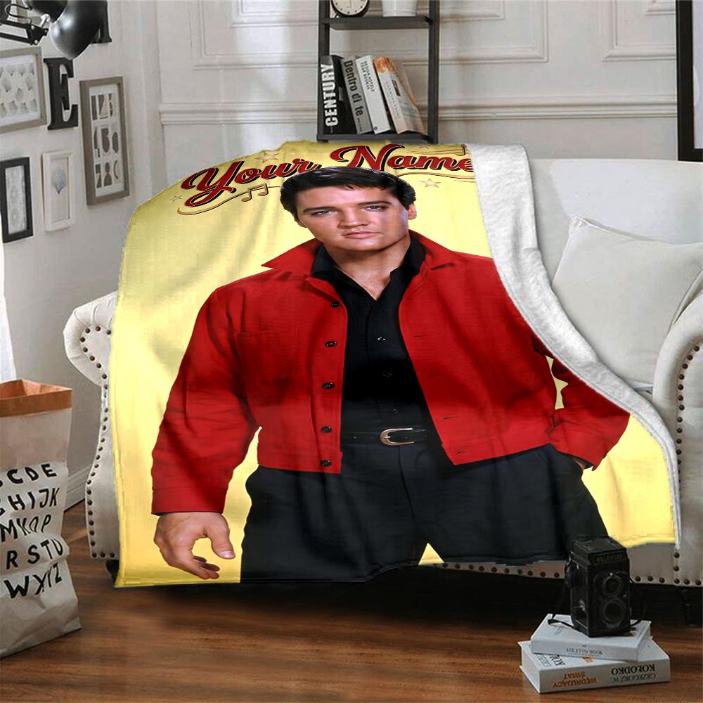 Elvis Presley Personalized Name Blanket Throw Customizable Blanket Durable Comfort Versatile for Office Office Chair Picnics Nap Four Seasons Universa