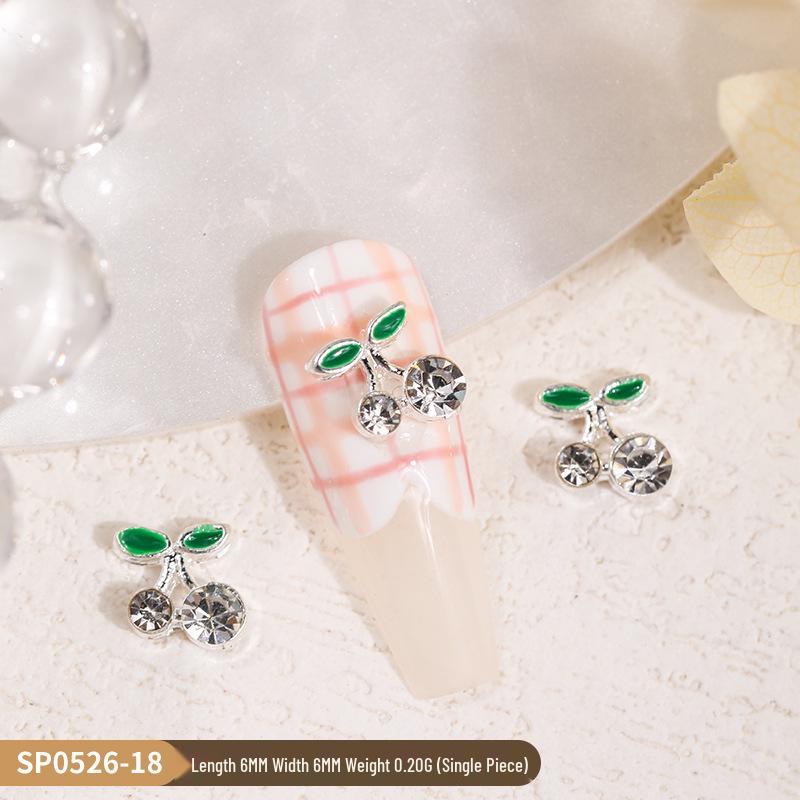 3D Cherry & Fruit Alloy Nail Art Rhinestones - Red, Pink, White Decorations