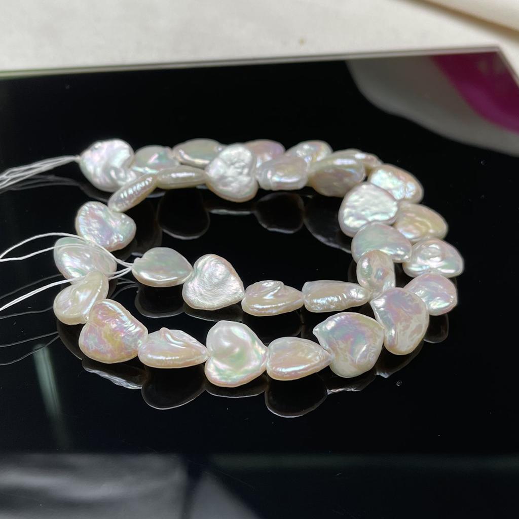 1String, White Natural Freshwater Pearls, Baroque heart-shaped Pearl Beads, 13×13mm, for DIY Necklace, Jewelry Making Crafts, Length 36 Cm