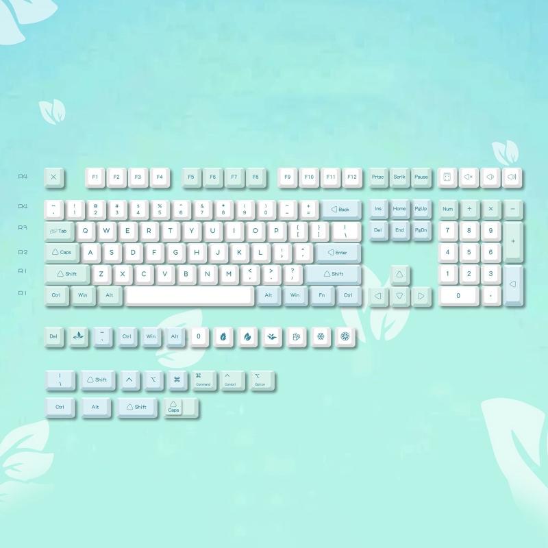 Mechanical Keyboard Keycap Minimalist Ice Mint Keys DA Profile 133Keys Dye Sub KeyCap for   MX DZ60 RK61 64 GK61