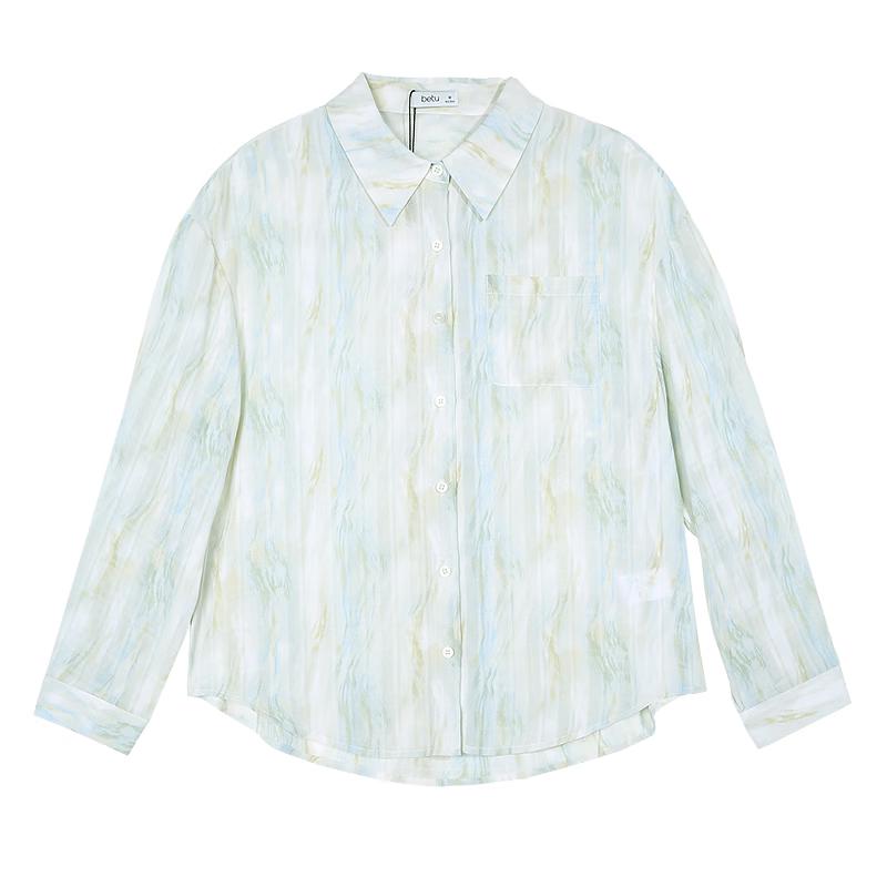 Betu Women s Smudged Print Vertical Stripe Shirt XS