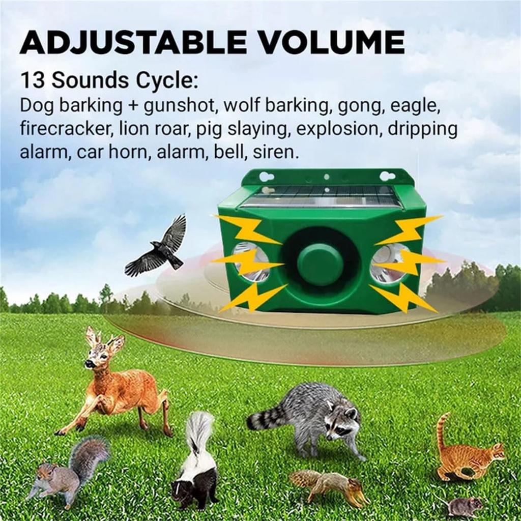 Solar Ultrasonic Animal Repeller Outdoor Waterproof Motion Sensor Pest Deterrent with Flashing LED Lights for Garden Yard Patio Protection