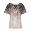 Damen Sommer Casual Fashion Baumwolle Leinen bedruckt Damen Kurzarm Shirt Tops