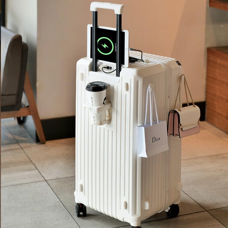 28-inch Women's Multifunctional Travel Suitcase with Charging Port and Large Capacity