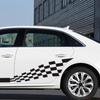 2pcs Stripe Car Decal Graphic Universal Waterproof Self Adhesive Removable Checkered Car Door Body Side Sticker Black