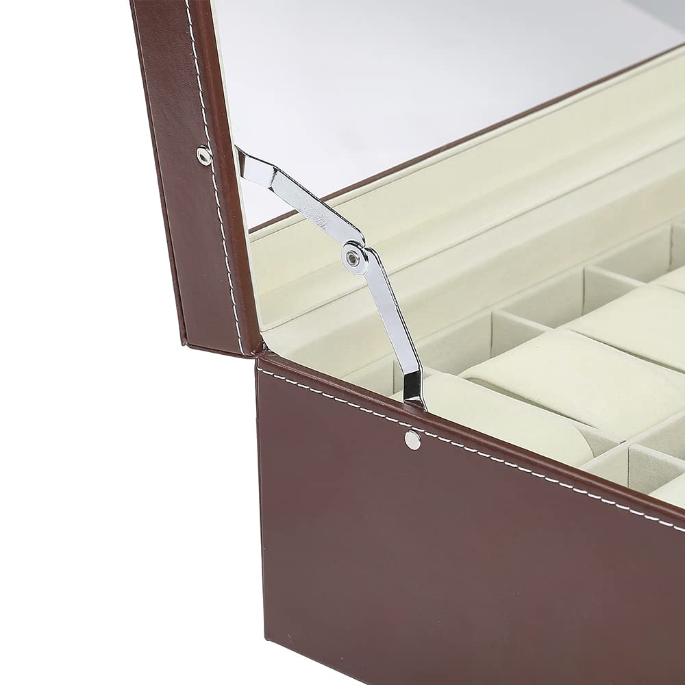 Watch Storage Accessory Holds 12 Luxury Watch Storage PU Case, Storage, Watches, 2-Tier, Box, Leather… (12-Tier, Brown)
