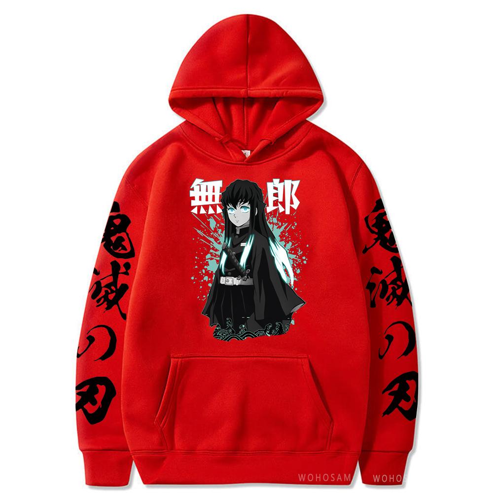 Japan Anime Demon Slayer Tokitou Muichirou Printed Hooded Men Women Oversized Hoodies Harajuku Male Kimetsu No Yaiba Sweatshirt