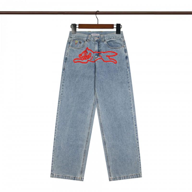 BBC ICECREAM Graphic Embroidered Denim Shorts Mens High Street Straight Leg Fashion Casual