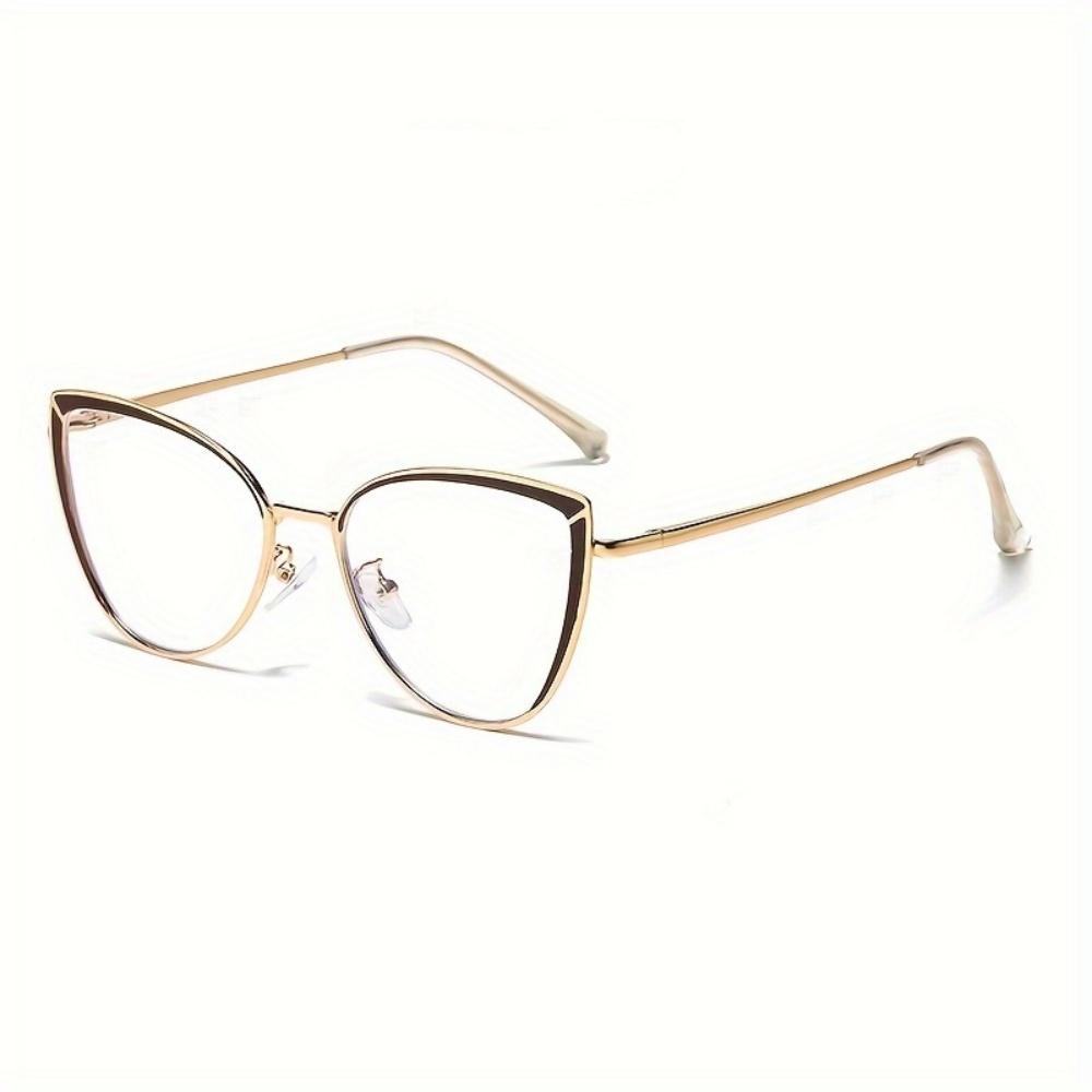 1 Pair Of New Color Changing Anti Blue Light Glasses Metal Cat Eye Holder Women'S Fashionable Glasses