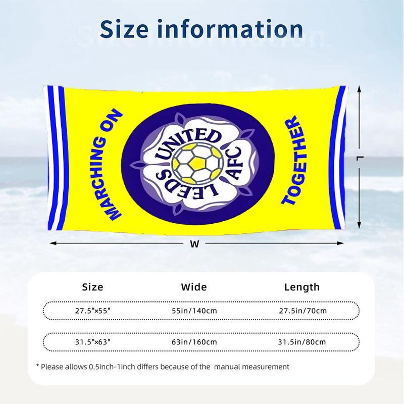 Leeds United Football Club (1) Theme Beach Towel Sand Resistant Soft And Comfortable Suitable For The Pool Camping Yoga And Diving A Travel Essential