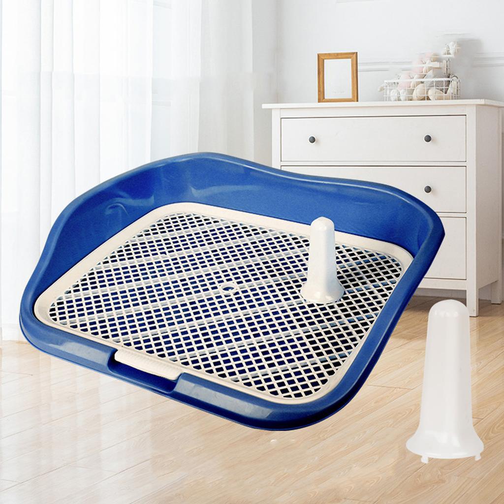 Dog Potty Tray with Raised Fences Removable Mesh Grid Pad and Post Prevent Splashing Large Space Dog Training Toilet