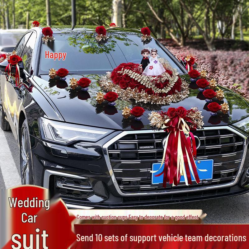Wedding Car Decoration Set: Elegant Hood Flowers & Suction Cup Design