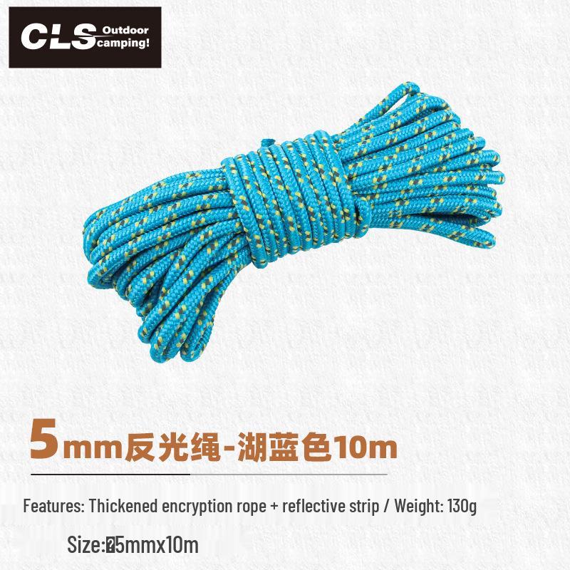 Outdoor Tent Accessory: 10M Reflective Rope, 5mm Thick, Ground Pegs, Windproof Guyline, Clothesline, Awning