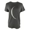 Bending Moon 3D Print Round Neck Short Sleeved T-shirt for Women Tees Breathable Polyester Stretch Comfortable for Everyday