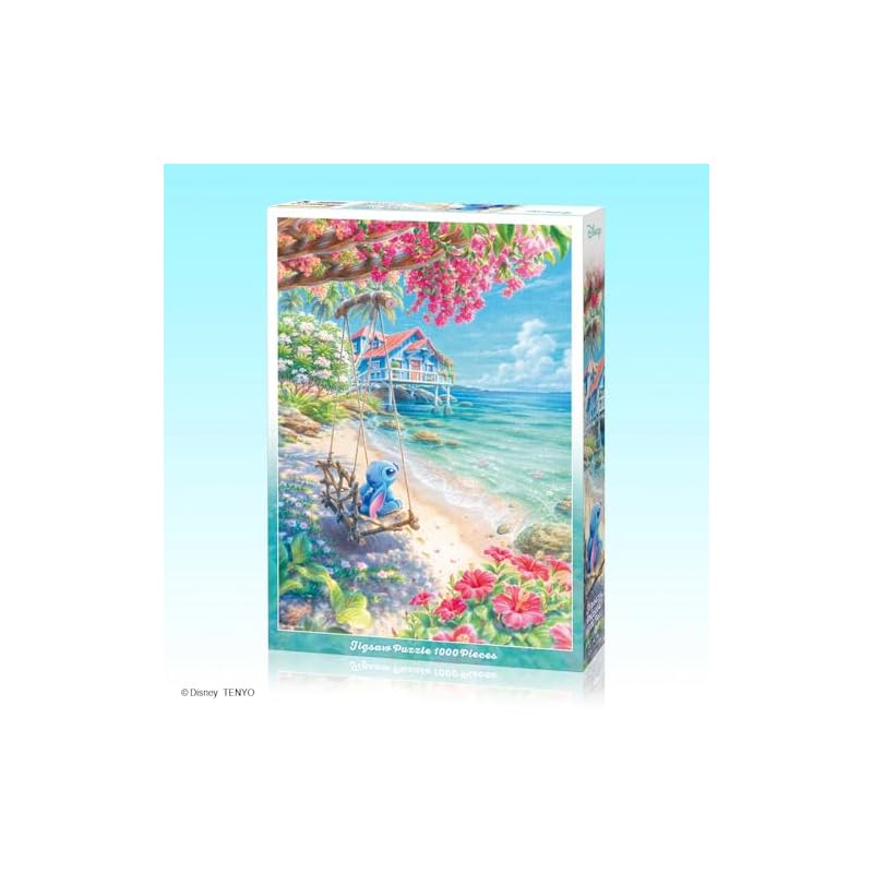 Tenyo [Made In Japan] 1000-piece Jigsaw Puzzle Disney Loco Beach (Stitch) (51x73.5cm) D-1000-898 Includes Glue, Spatula, and Service Card.