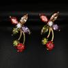 Colorful Cubic Zirconia Long Drop Earrings, Luxury Geometric Crystal Earrings, Elegant Evening Party Jewelry Gift