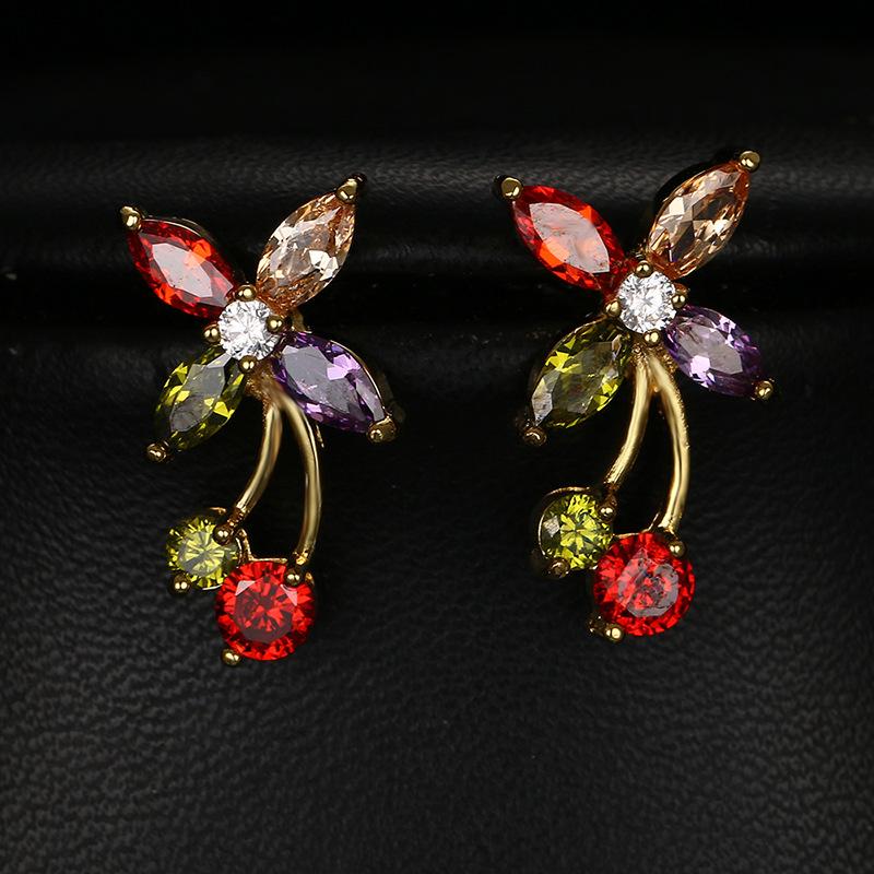 Colorful Cubic Zirconia Long Drop Earrings, Luxury Geometric Crystal Earrings, Elegant Evening Party Jewelry Gift