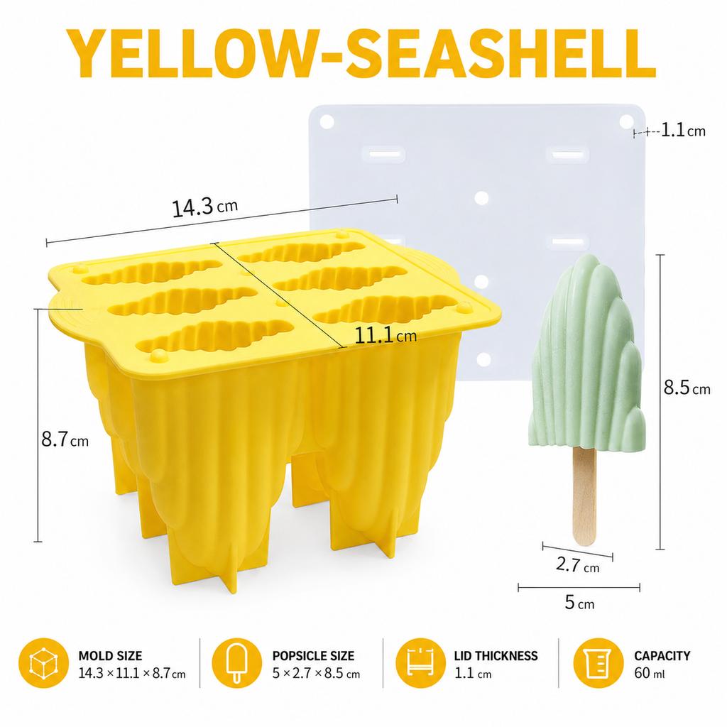 Silikon-Eis am Stiel Formen Einzigartiger Spiral- und Muschel-Eis am Stiel-Hersteller Flexibles Wiederverwendbares Eiscreme-Tablett für Hausgemachte Sommer-Leckereien