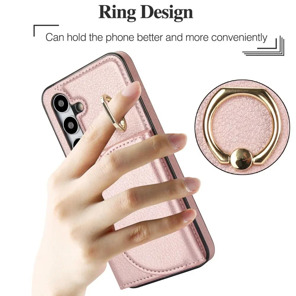 Ringständer Kartenhalter Handyhülle für Samsung Galaxy S21 S23 FE S22 S24 S25 Ultra S26 Plus A36 A15 A55 A35 A16 A56 Lederhülle