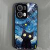 Case for OPPO Reno13 Pro 5G Anime Black Cat Starry Cloud Print Phone Cover Acrylic Hard Back Shell With Flexible TPU Edge