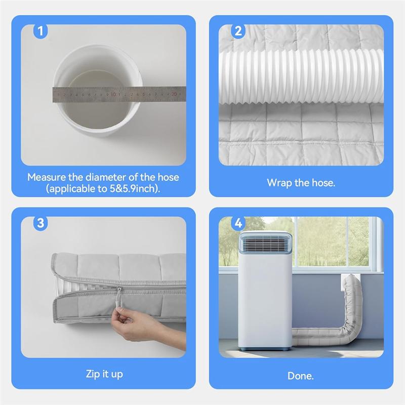 B97A-Portable Air Conditioner Hose Cover For 5" & 5.9" Diameter AC Exhaust Hoses Tube For Heat Reduction