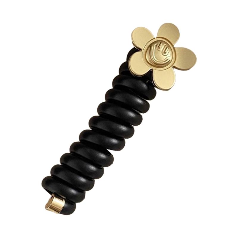 

Elegant Coiled Elastic Hair Scrunchies for Girls and Ladies Gift Coiled Hair Ties Telephone Cord Metal Heart