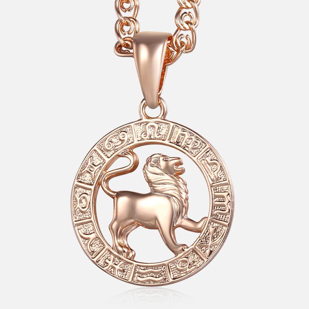12 Zodiac Sign Constellations Pendant Necklace for Women Men 585 Rose Gold Color Necklace Birthday Gifts