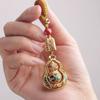 Lucky Gold Gourd & Cat Keychain Pendant Gift for Men and Women
