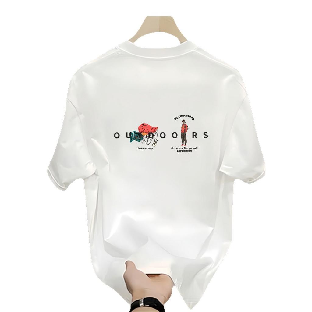 Cross-Border Special Supply Of Good Goods 100% Cotton Short-Sleeved T-Shirt Men'S Trendy Brand Simple Round Neck Loose Half-Sleeved Couple