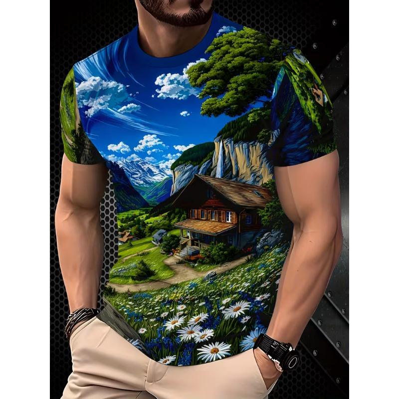 2026 Men's 3D Cartoon Animal Print T-Shirt Soft Stretch Fabric Soft Stretch Polyester Fabric For Men Casual Summer Tops Clothes