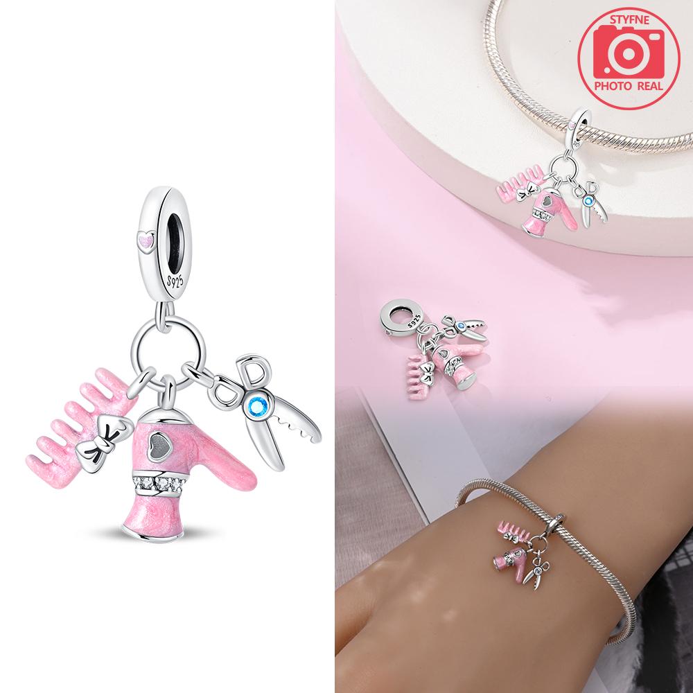 Dresser Lipstick Comb Pendant Copper Colors Charm Beads Fit Original Charms Bracelet Beads For Women Jewelry Making Gifts