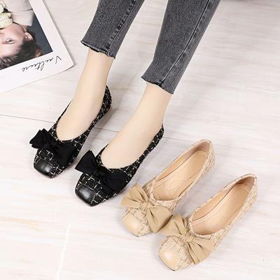 Damen Sommer Schuhe Schwarz Schuhe Für Frauen 2024 Eckige Zehenpartie Mit Schleife Niedriger Absatz Elegant Kleid Schick Spitze Heißes Angebot Slipper Lässig
