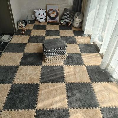 10 STÜCKE Baby Spielmatte - Weicher Plüsch Warmer EVA-Schaum Puzzleteppich Stoßfest Kinderzimmer Schlafzimmer Matte Sicheres Babyspielzeug Zubehör