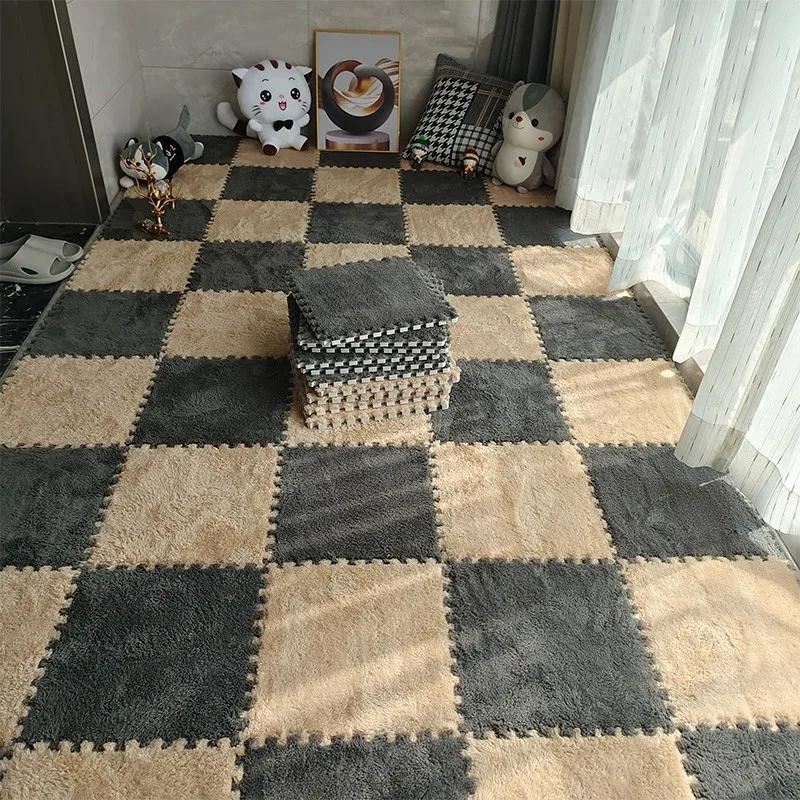 

10 шт. Детский игровой коврик - Мягкий плюшевый теплый коврик-пазл из пенополиэтилена, противоударный коврик для детской комнаты, спальни, безопасные детские игрушки, аксессуары 30x30cm