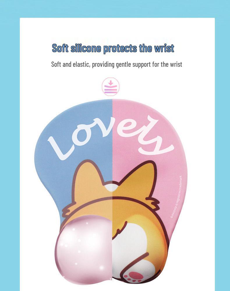 Cartoon Cute Girl 3D Silicone Mouse Pad with Wrist Rest for Office & Esports