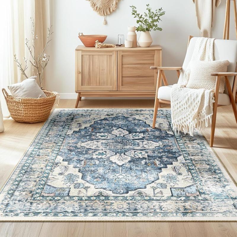 Bohemian Living Room Carpet Large Area Machine Washable Foldable Bedroom Rug Fashionable High-end Light Luxury Coffee Table Mats