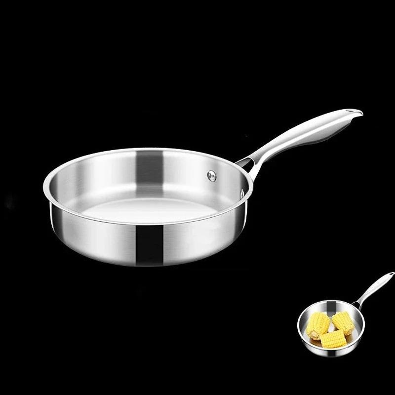 

316 Stainless Steel Mini Fry Pan 16/18cm Small Cooking Pot For 1-2 People Gas & Induction Cooker Universal Stir-fry Pans
