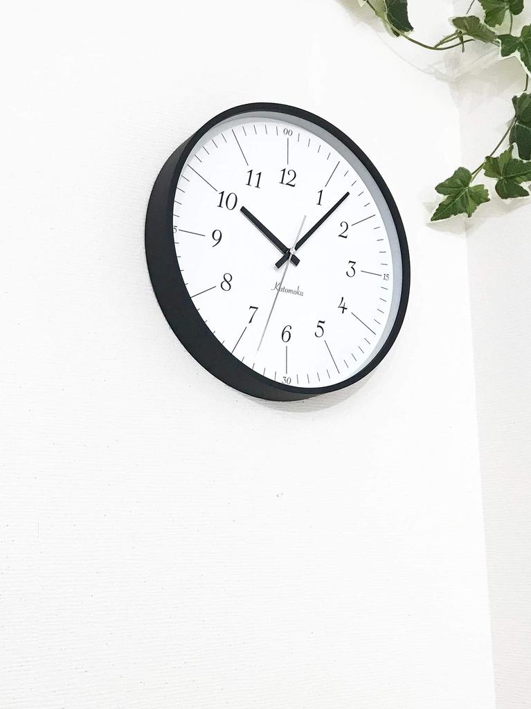KATOMOKU Plywood Clock 18 Black Wall Clock with Continuous Second km-110BK Hand, 304mm (Radio-controlled)