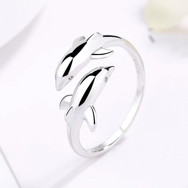 Copper Ring Classic Dolphins For Women Beautiful Fashion Wedding Engagement Jewelry Shining Zircon Party Women Gift