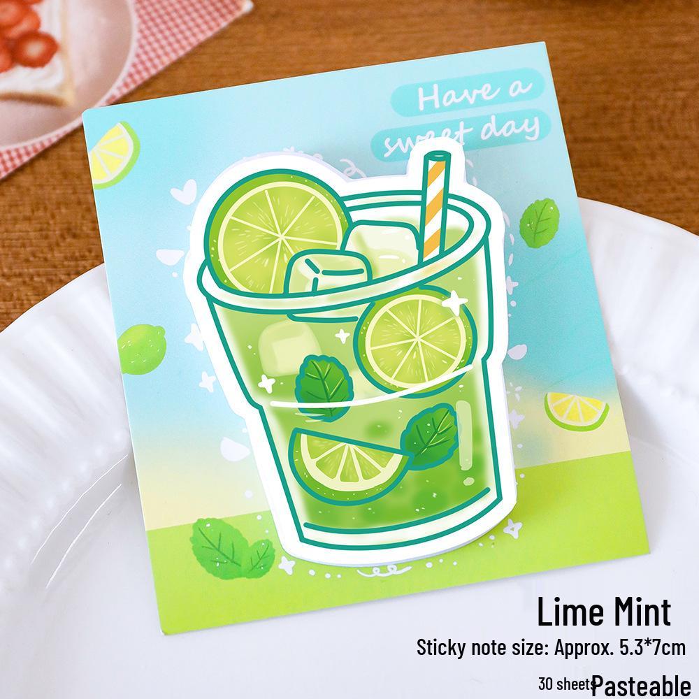 Cute Cartoon Drink Sticky Notes: Reusable, High-Value Student Stationery Memo Stickers 8*9 cm