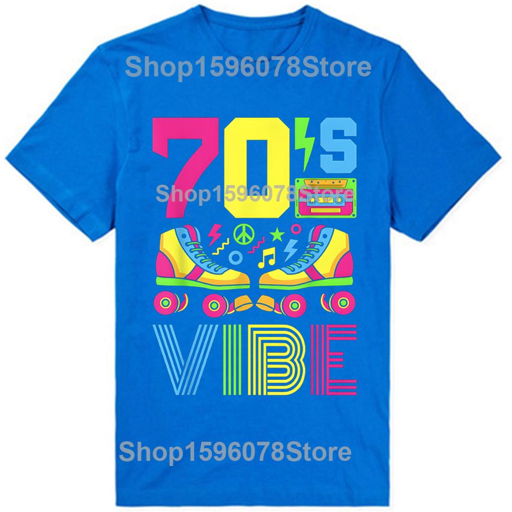 Funny 70s Vibe 1970s Fashion Theme Party T Shirts Men Cotton Humor Streetwear Tee Short Sleeve Unisex Loose Crewneck Clothing