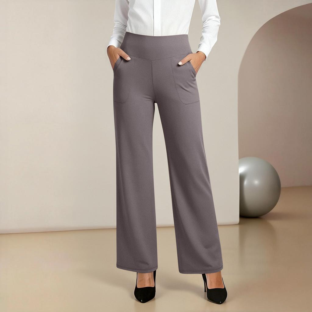 Women's Work Pants, Wide-Leg Yoga Pants, High-Waisted Sweatpants