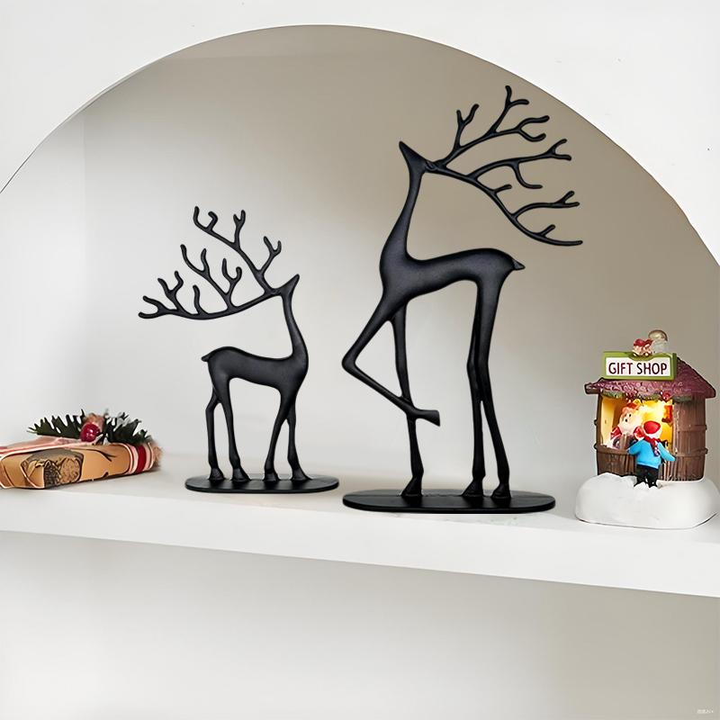 Reindeer Christmas Decor, Resin Reindeer Figurines, Modern Minimalist Xmas Sculpture, Elegant Indoor Holiday Decor