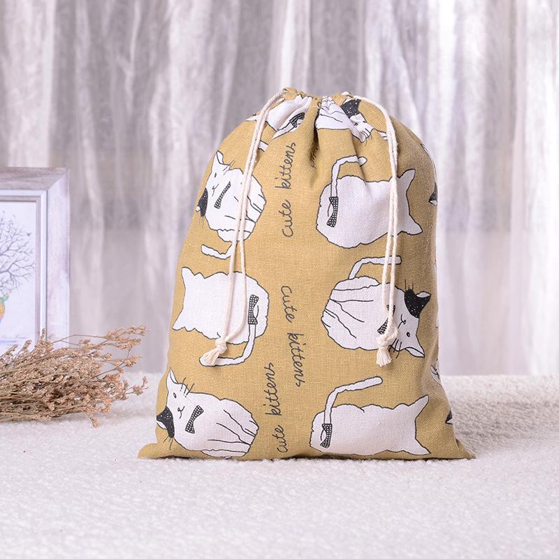 Kočka Medvěd Kreslený Stahovací Šňůrka Bavlněná Lněná Úložná Taška Dárková Cukrovinka Šperky Organizér Make-up Kosmetika Mince Klíče Tašky 49002