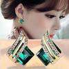 Red Green Color Crystal Rhombic Wings Geometry Earrings Jewelry