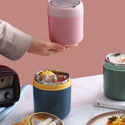 Vacuum Insulated Food Container for Hot Food 304 Stainless Steel with Foldable Spoon Handle Portable Thermoses for Office Work
